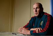 10 December 2013; Munster's Paul O'Connell during a press conference ahead of their Heineken Cup 2013/14, Pool 6, Round 4, game against Perpignan on Saturday. Munster Rugby Press Conference, Castletroy Park Hotel, Limerick. Picture credit: Diarmuid Greene / SPORTSFILE