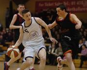 9 March 2005; Donal Newcombe, St. Geralds Castlebar, in action against Kevin Purcell, St. Fintans Sutton. Schools League Final, U16 A Boys, St. Geralds Castlebar v St. Fintans Sutton, National Basketball Arena, Tallaght, Dublin. Picture credit; Pat Murphy / SPORTSFILE