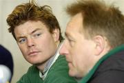 11 March 2005; Irish captain Brian O'Driscoll listens to coach Eddie O'Sullivan during an Ireland Rugby press conference prior to their RBS Six Nations game against France. Lansdowne Road, Dublin. Picture credit; Matt Browne / SPORTSFILE