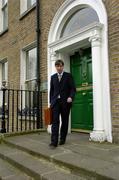 11 March 2005; John Delaney, who has been announced as the new Chief Executive of the Football Association of Ireland, leaves the FAI offices in Merrion Square, Dublin. Picture credit; Ray McManus / SPORTSFILE