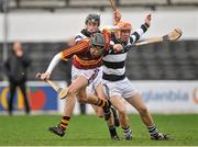 11 December 2013; Paul Delahanty, Kilkenny C.B.S., in action against Kevin Blanchfield, left, and Darren Mullen, St. Kieran’s. Leinster Post Primary School Senior Hurling “A” League Final, Kilkenny C.B.S. v St. Kieran’s, Kilkenny, Nowlan Park, Kilkenny. Picture credit: Pat Murphy / SPORTSFILE