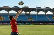 14 December 2013; Damien Varley, Munster, practices his lineout throwing before the game. Heineken Cup 2013/14, Pool 6, Round 4, Perpignan v Munster. Stade Aimé Giral, Perpignan, France. Picture credit: Diarmuid Greene / SPORTSFILE