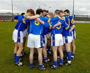 12 March 2005; The Longford team listen to their captain Niall Sheridan before the start of the game. Allianz National Football League, Division 2A, Clare v Longford, Cusack Park, Ennis, Co. Clare. Picture credit; Ray McManus / SPORTSFILE