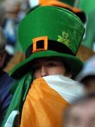 19 March 2005; An Ireland fan watches his side in action against Wales. RBS Six Nations Championship 2005, Wales v Ireland, Millennium Stadium, Cardiff, Wales. Picture credit; Brendan Moran / SPORTSFILE