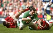 19 March 2005; Marcus Horan, Ireland, scores his sides first try against Wales. RBS Six Nations Championship 2005, Wales v Ireland, Millennium Stadium, Cardiff, Wales. Picture credit; Brendan Moran / SPORTSFILE