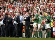 19 March 2005; The Irish management and players watch as the Six Nations trophy is presented to Wales. RBS Six Nations Championship 2005, Wales v Ireland, Millennium Stadium, Cardiff, Wales. Picture credit; Brendan Moran / SPORTSFILE