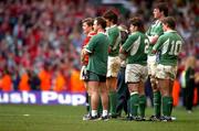 19 March 2005; Ireland players and back room staff look on as Wales lift the Cup. RBS Six Nations Championship 2005, Wales v Ireland, Millennium Stadium, Cardiff, Wales. Picture credit; Pat Murphy / SPORTSFILE