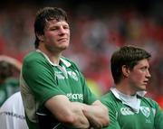 19 March 2005; Dejected Ireland players Malcolm O'Kelly, left, and Ronan O'Gara after the game. RBS Six Nations Championship 2005, Wales v Ireland, Millennium Stadium, Cardiff, Wales. Picture credit; POOL via SPORTSFILE