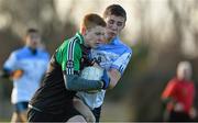 19 December 2013; Michael Crowley, St Benildus College, in action against Brian Travers, Maynooth Post Primary. Dublin Schools Senior “A” Football Final, St Benildus College v Maynooth Post Primary. O'Toole Park, Crumlin, Dublin. Picture credit: Barry Cregg / SPORTSFILE