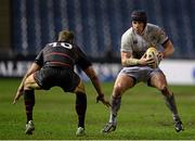 20 December 2013; Shane Jennings, Leinster, in action against Greig Tonks, Edinburgh. Celtic League 2013/14, Round 10, Edinburgh v Leinster, Murrayfield, Edinburgh, Scotland. Picture credit: Stephen McCarthy / SPORTSFILE