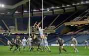 20 December 2013; Leo Cullen, Leinster, contests a lineout against Grant Gilchrist, Edinburgh. Celtic League 2013/14, Round 10, Edinburgh v Leinster, Murrayfield, Edinburgh, Scotland. Picture credit: Stephen McCarthy / SPORTSFILE