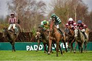 27 December 2013; Rockyaboya, with Ruby Walsh up, races towards the finish after clearing the last on their way to winning the Paddy Power Steeplechase. Leopardstown Christmas Racing Festival 2013, Leopardstown Racetrack, Leopardstown, Co. Dublin. Picture credit: Barry Cregg / SPORTSFILE