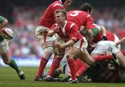19 March 2005; Dwayne Peel, Wales, gets the ball away from a ruck. RBS Six Nations Championship 2005, Wales v Ireland, Millennium Stadium, Cardiff, Wales. Picture credit; Brendan Moran / SPORTSFILE