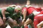19 March 2005; John Hayes, Ireland, prepares to engage Gethin Jenkins, Wales, in the scrum. RBS Six Nations Championship 2005, Wales v Ireland, Millennium Stadium, Cardiff, Wales. Picture credit; Brendan Moran / SPORTSFILE