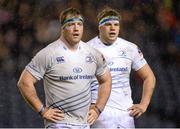 20 December 2013; Michael Bent, left, and Jordi Murphy, Leinster. Celtic League 2013/14, Round 10, Edinburgh v Leinster, Murrayfield, Edinburgh, Scotland. Picture credit: Stephen McCarthy / SPORTSFILE