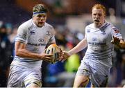 20 December 2013; Jordi Murphy, left, and Darragh Fanning, Leinster. Celtic League 2013/14, Round 10, Edinburgh v Leinster, Murrayfield, Edinburgh, Scotland. Picture credit: Stephen McCarthy / SPORTSFILE