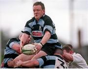 17 April 1999; Mick Galwey, wins a lineout for Shannon. AIB League Rugby, Cork Constitution v Shannon, Temple Hill, Cork. Picture credit: Brendan Moran / SPORTSFILE