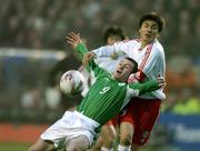 29 March 2005; Stephen Elliott, Republic of Ireland, in action against Weifeng Li, China. International Friendly, Republic of Ireland v China, Lansdowne Road, Dublin Picture credit; Pat Murphy / SPORTSFILE