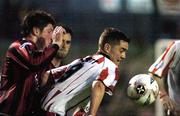 1 April 2005; Gary Beckett, Derry City, in action against Ken Oman, Bohemians. eircom League, Premier Division, Bohemians v Derry City, Dalymount Park, Dublin. Picture credit; Brian Lawless / SPORTSFILE