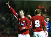 1 April 2005; Jason Byrne, Shelbourne, celebrates after scoring his sides first goal. eircom League, Premier Division, Shelbourne v Waterford United, Tolka Park, Dublin. Picture credit; David Maher / SPORTSFILE