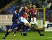 1 April 2005; Dave Rogers, Shelbourne, in action against Daryl Murphy, Waterford United. eircom League, Premier Division, Shelbourne v Waterford United, Tolka Park, Dublin. Picture credit; David Maher / SPORTSFILE