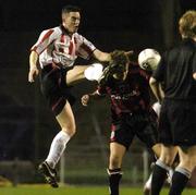 1 April 2005; Gary Beckett, Derry City, in action against Kevin Hunt, Bohemians. eircom League, Premier Division, Bohemians v Derry City, Dalymount Park, Dublin. Picture credit; Brian Lawless / SPORTSFILE