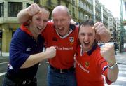 2 April 2005; Munster supporters, from left to right, Noel Crowley, Jesse Griffin and Noel McSweeney before the Heineken European Cup Quarter-Final game against Biarritz Olympique. San Sebastian, Spain. Picture credit; Damien Eagers / SPORTSFILE