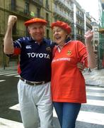 2 April 2005; Munster fans Eoin Keane with his wife Kathleen before the Heineken European Cup Quarter-Final game against Biarritz Olympique. San Sebastian, Spain. Picture credit; Damien Eagers / SPORTSFILE