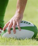 14 August 1999; Hand on a rugby ball. Interprovincial Rugby Championship, Connacht v Munster, The Sportsground, Galway. Picture credit: Brendan Moran / SPORTSFILE