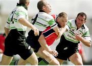 14 August 1999; David Corkery, Munster, is tackled by Mel Deane and Eric Elwood, Connacht. Interprovincial Rugby Championship, Connacht v Munster, The Sportsground, Galway. Picture credit: Aoife Rice / SPORTSFILE