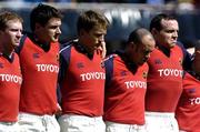 3 April 2005; Munster players stand for a minultes silence in memory of the late John Paul ll. Heineken European Cup 2004-2005, Quarter-Final, Biarritz Olympique v Munster, Anoeta Stadium, San Sebastian, Spain. Picture credit; Damien Eagers / SPORTSFILE