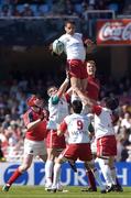 3 April 2005; Thomas Lievremont, Biarritz Olympique wins the lineout. Heineken European Cup 2004-2005, Quarter-Final, Biarritz Olympique v Munster, Anoeta Stadium, San Sebastian, Spain. Picture credit; Damien Eagers / SPORTSFILE