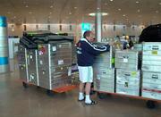 27 March 2005; Joe Walsh, Republic of Ireland equipment officer, with the equipment cases on their departure from Israel, after their FIFA 2006 World Cup Qualifier. Ben Gurion Airport, Tel Aviv, Israel. Picture credit; David Maher / SPORTSFILE