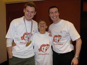 6 April 2005; Special Olympics Ireland board member Rita Lawlor with European 400m Gold medal winner David Gillick, left, and Dublin Gaelic football star Ray Cosgrove at the launch of Get Up, Get Out, and GO - a major fundraising and recruitment drive for Special Olympics Ireland to help recruit 8,000 new athletes by 2007. Iveagh Gardens, Harcourt St., Dublin. Picture credit; Ray McManus / SPORTSFILE