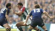2 April 2005; Daryl Gibson, Leicester, in action against Felipe Contepomi, left, and Brian O'Driscoll, Leinster. Heineken European Cup 2004-2005, Quarter-Final, Leinster v Leicester, Lansdowne Road, Dublin. Picture credit; Brendan Moran / SPORTSFILE