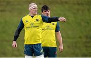7 January 2014; Munster's Paul O'Connell, left, and Donncha O'Callaghan during squad training ahead of their Heineken Cup 2013/14, Pool 6, Round 5, game against Gloucester on Saturday. Munster Rugby Squad Training, University of Limerick, Limerick. Picture credit: Diarmuid Greene / SPORTSFILE