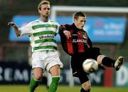 8 April 2005; Sean Prunty, Longford Town, in action against Lee Feeney, Shamrock Rovers. eircom League, Premier Division, Shamrock Rovers v Longford Town, Dalymount Park, Dublin. Picture credit; Brian Lawless / SPORTSFILE