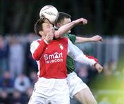8 April 2005; David Bell, St. Patrick's Athletic, in action against Ross Connolly, Finn Harps. eircom League, Premier Division, St. Patrick's Athletic v Finn Harps, Richmond Park, Dublin. Picture credit; Pat Murphy / SPORTSFILE