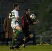 8 April 2005; Andy Myler, Longford Town, in action against Jason McGuinness, Shamrock Rovers. eircom League, Premier Division, Shamrock Rovers v Longford Town, Dalymount Park, Dublin. Picture credit; Brian Lawless / SPORTSFILE