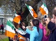 10 April 2005; Hedgehunter, who was the winner of the Grand National yesterday is paraded to the crowd. Leopardstown Racecourse, Dublin. Picture credit; Damien Eagers / SPORTSFILE