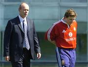 11 April 2005; British and Irish Lions captain Brian O'Driscoll with head coach Sir Clive Woodward at a press conference to announce the British & Irish Lions squad and captain. Hilton Hotel, Heathrow, London, England. Picture credit; Brendan Moran / SPORTSFILE