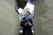 10 April 2005; Trainer Aidan O'Brien speaks to journalists after Virginia Waters had won the Dimitrova 1,000 Guineas Trial Stakes. Leopardstown Racecourse, Dublin. Picture credit; Damien Eagers / SPORTSFILE