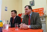 13 April 2005; New Chief Executive of St. Patrick's Athletic F.C. Bernard O'Byrne, right, with club Chairman Andy O'Callaghan during a press conference to announce his appointment. Richmond Park, Dublin. Picture credit; David Maher / SPORTSFILE