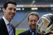 13 April 2005; GAA President Sean Kelly at the launch of Mycro's new helmet which was designed by Cork hurler Ronan Curran, left. Croke Park, Dublin. Picture credit; David Maher / SPORTSFILE