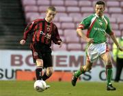 15 April 2005; John Paul Kelly, Bohemians, in action against Billy Woods, Cork City. eircom League, Premier Division, Bohemians v Cork City, Dalymount Park, Dublin. Picture credit; Matt Browne / SPORTSFILE