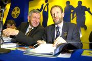 15 April 2005;GAA President Sean Kelly in conversation with Ard-Stiurthoir Liam Mulvehill before the start of  the 2005 GAA Congress. Croke Park, Dublin. Picture credit; Ray McManus / SPORTSFILE
