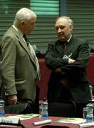 15 April 2005; GAA Trustee James Treacy in conversation with Cork Delegate, and Co Board Secretary, Frank Murphy before the start of the 2005 GAA Congress. Croke Park, Dublin. Picture credit; Ray McManus / SPORTSFILE