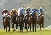 21 April 2005; Fuerta Ventura, with Paul Smullen up, third from left, on their way to winning the Bramblestown Handicap from second placed Oddshoes with Tadhg O'Shea, right, and third placed Brogue Lanterns with Chris Hayes, left. Gowran Park, Co. Kilkenny. Picture credit; Matt Browne / SPORTSFILE