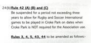 16 April 2005; A page from the Official &quot;Clar&quot; highlighting the controversial Rule 42 motion at the 2005 GAA Congress. Croke Park, Dublin. Picture credit; Brendan Moran / SPORTSFILE