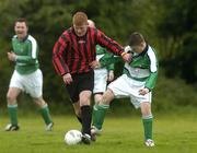 30 April 2005; Mark Duffy, Cheeverstown, in action against William Potter, Belfast. Europe Eurasia Football Week 2005, Men's National Cup Final, Belfast v Cheeverstown, AUL Complex, Clonshaugh, Dublin. Picture credit; Pat Murphy / SPORTSFILE